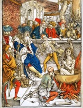 Albrecht Dürer.  Le Martyre de saint Jean l'Evangéliste, comme raconté dans le "Légende dorée" de Jacques de Voragine