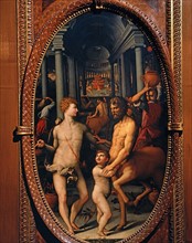 Ludovico Buti. Apollo confère son fils Asclépios à Chiron, qui lui enseigna l'art de la médecine