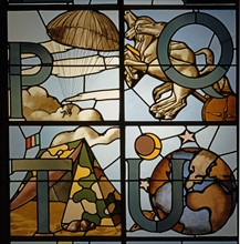 Stained glass window made for the exhibition of the Institutes of Artistic Education in Rome.