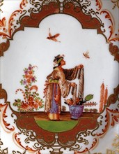 Assiette décorée d'une scène chinoise
