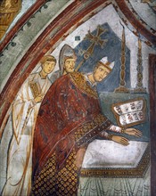 Cardinal Hugolin, Bishop of Ostia and future Pope Gregory IX in the act of consecration of the chapel