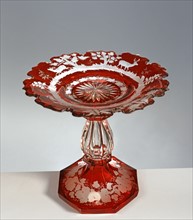 Centre de table en cristal de Bohême rouge
