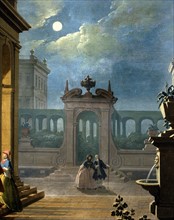 Zocchi, The hours of the day: At night. Detail: Moonlight walk.
