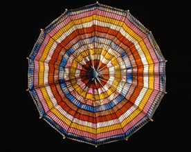 Multicoloured pleated fabric sunshade