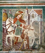 Kastav, Saint Martin sharing his coat with a poor man (detail).