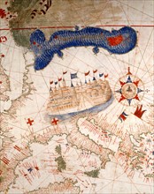 Planisphere illuminated in Portugal in 1502