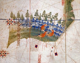 Planisphere illuminated in Portugal in 1502
