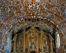 Inside the church of Santa Maria Tonantzintla in San Andres Cholula (Mexico)