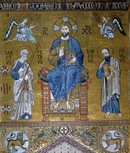 Christ bénissant, entre saint Pierre et vsaint Paul. Chapelle palatine de Palerme.