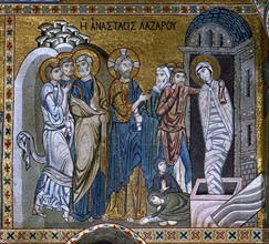 La Résurrection de Lazare. Mosaïque de la chapelle palatine de Palerme