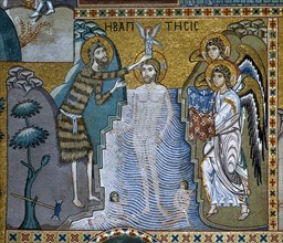 Le Baptême du Christ. Mosaïque de la chapelle palatine de Palerme