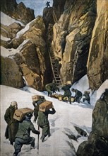 Le transport des fournitures dans les hauts sommets en 1917