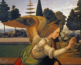 Da Vinci, The Annunciation (detail)