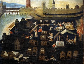 Peinture votive relative à la peste de Trente, en 1636 (détail)