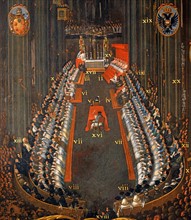 Séance de clôture du Concile de Trente en 1563 (détail)
