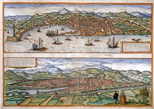 Plans des villes de Gênes et de Florence