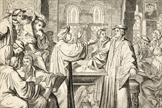 La vie de Martin Luther : Controverse entre Luther  et Zwingli à propos de la présence du Christ dans l'Eucharistie