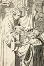 La vie de Martin Luther : Le Sacrement de la Sainte Communion avec du pain et du vin, selon les nouvelles règles de la Réforme