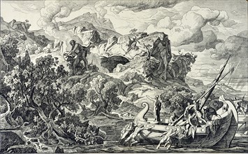 The escape of Ulysses and his companions from the island of Cyclops