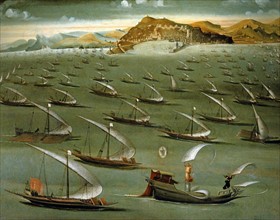 Naval fleet. Allegory of the Holy League in 1571