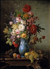 Francesco Malacrea, Grand vase de fleurs, et fruits