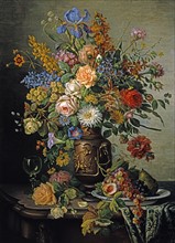 Francesco Malacrea, Grand vase de fleurs, et fruits