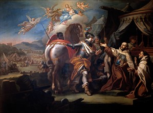 Conca, Bataille de la Montagne Blanche près de Prague, le 8 novembre 1620. Livraison du cheval au Vénérable Père Dominique de Jésus et de Marie, pour porter l'image de la Vierge Marie sur le champ de ...