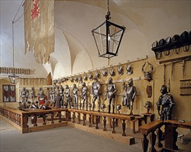 Vue intérieure de la salle d'Armurerie de Castel Coira (Italie)