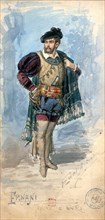 Costume de scène pour l'opéra "Ernani" de Giuseppe Verdi au Théâtre de la Scala de Milan. Ernani, 1er acte