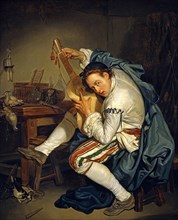 L'oiseleur : A birdcatcher tunes his guitar