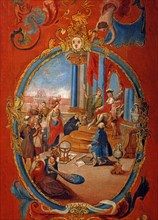 Folding screen with allegory of European nations (detail)