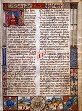 Page de titre d'une Mariegola : statuts et règles de la Scuola di San Rocco e Nicolo à Venise