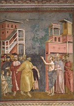 Giotto, Assigné par son père devant l'évêque, saint François se dépouille de tout et renonce aux possessions terrestres