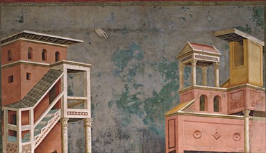 Giotto, Assigné par son père devant l'évêque, saint François se dépouille de tout et renonce aux possessions terrestres (détail)