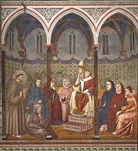 Giotto, La prédication de saint François devant le pape Honorius III