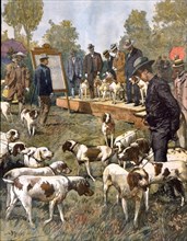 Exposition de chiens de chasse et tests d’adresse l'hippodrome de San Siro à Milan (1899)