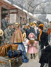 Guerre du Transvaal : à la gare de Waterloo à Londres, les soldats britanniques partent pour l’Afrique (1899)