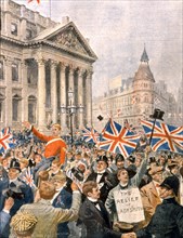 Enthousiasme à Londres pour les victoires britanniques en Afrique devant la Mansion House (1900)