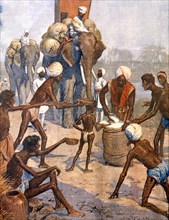 Les horreurs de la faim en Inde, sur une route de Bombay (1900)