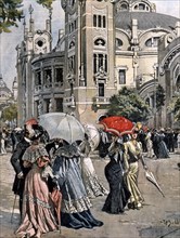 L'exposition internationale de Milan, à l'extérieur de la salle des fêtes (1906)