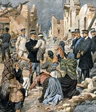 Après le grand tremblement de terre de Messine le 28 décembre 1908, le roi Victor-Emmanuel rend visite à la population de Reggio Calabria