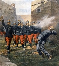 Exécution de l'anarchiste Francesco Ferrer dans le fossé de la prison de Montjuïc à Barcelone (1909)