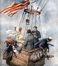 Un mariage très moderne au Texas, célébré dans un ballon, dans les nuages, à 300 mètres de hauteur (1911)
