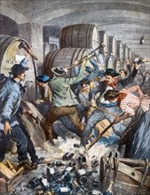 Révolte des vignerons de la Champagne. Des milliers d'hectolitres de champagne dispersés et détruits pour protester contre la fiscalité (1911)