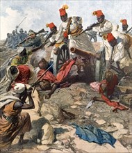 Guerre italo-turque. Épisode de la bataille de Zanzur, en Tripolitaine le 20 septembre, autour d'un canon de batterie que Luccidi a perdu et repris