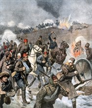 Première guerre des Balkans. Retraite désastreuse de l'armée turque, poursuivie par les Bulgares victorieux (1912)