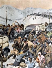 Les communistes, vaincus par les troupes nationalistes de Franco, fuient de l'Espagne vers la France en passant par les Pyrénées (1939)