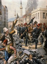 Les graves troubles à Thessalonique, les Bulgares semant la terreur en lançant des bombes à la dynamite (1903)