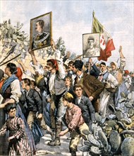 Manifestation des paysans siciliens pour la cotation des terres communales (1903)