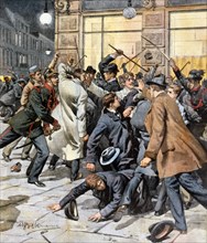 Les étudiants italiens de l'université d'Innsbruck sont attaqués dans la rue par des étudiants allemands (1902)